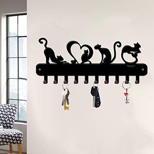 Infunly Metal Tipka za ključeve 10 kuka CAT Ključni regal nosača zidna vešalica za montiranje željeza kupatilo