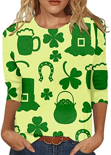 3/4 rukav St. Patrick Dan Shirt za žene srce štampane zelene majice majice Valentinovo Casual