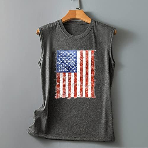 4th of July Shirts for Women USA Flag Summer Sleeless O Neck Tank Top Stripes Tie-Dye Patriotske majice