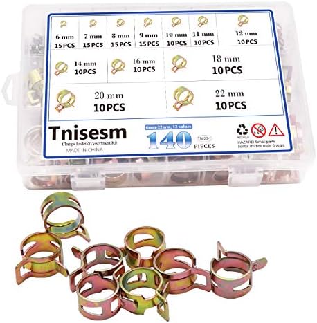 Tnisesm 140 kom 12 vrijednosti 6-22mm opružna traka Tip akcije obujmica za cijevi, cijev za crijevo za zrak cijev