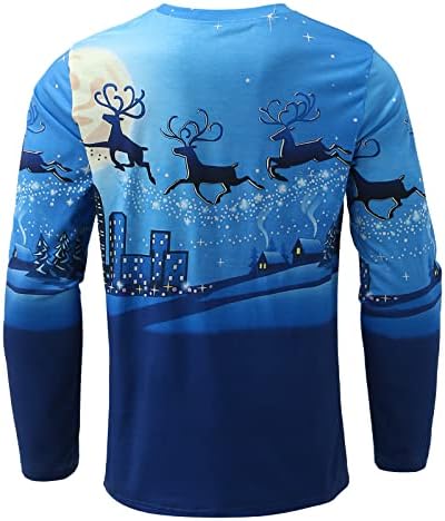 XXBR božićne vojnice majice za duge rukave za muške, Xmas Reindeer Trens Otkani trenirani sportski atletika party