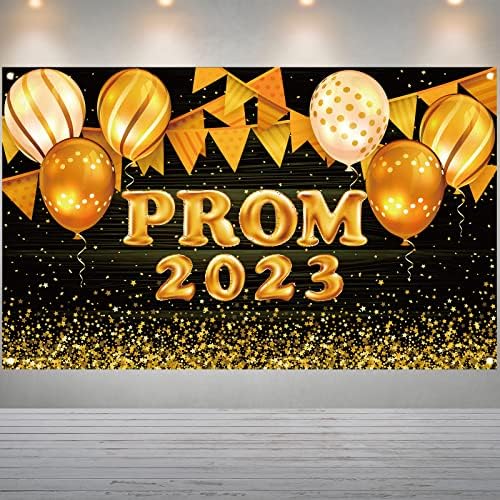 Black and Gold Prom 2023 Backdrop za fotografiju Prom 2023 Baner mature Party Banner Prom 2023 Ukrasi