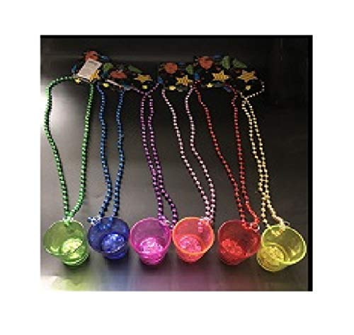 Upaliti treperi LED Shot Glass Mardi Gras Perla ogrlica-12 paket-tona zabave za tu narednu zabavu ili doček Nove