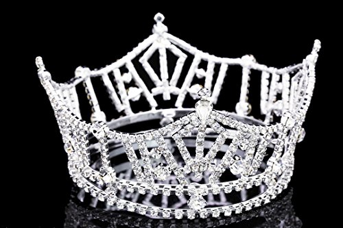 Srednja Veličina 3 Tall Pageant Tiara Crown - Posrebreni Kristal Od Vještačkog Kamena T1016