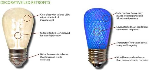 Američka rasvjeta S14-LED-BL LED S14 sijalice, idealna za žičana svjetla, srednja baza, plava, 25 pakovanja
