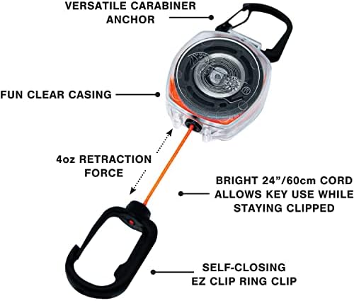 Key-BAK tipke-Connect 24 Očisti taster za uvlačenje sa dvostrukim karabincima i narančastim kablom