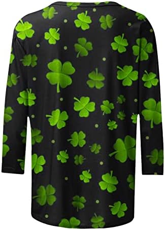 St Patricks dan majice za žene 3/4 rukav Shamrock Tees Crewneck Casual grafički vrhovi labave udoban bluza T-Shirt