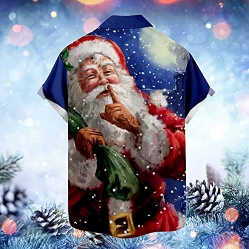 XXBR božićne majice za muške, smiješne 3D Xmas Santa Claus tiskani vrhovi kratkih rukava dolje Kućna