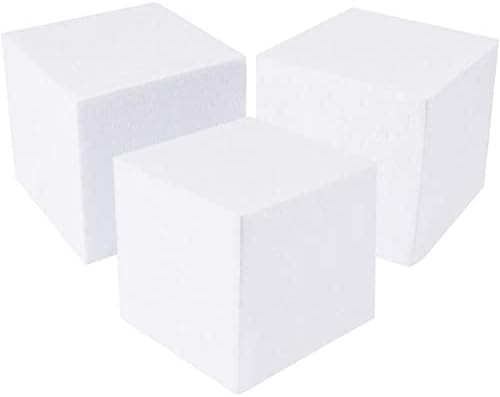4 pakovanja pjena za obrtaju za obrtni obrt, 6x6x6 inčni bijeli blokovi za modele, umjetnost, DIY projekte