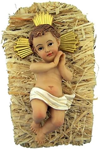 Beba Isus Hrist u krevetiću 2 komad smole Božić rođenja Kip, 7 inč