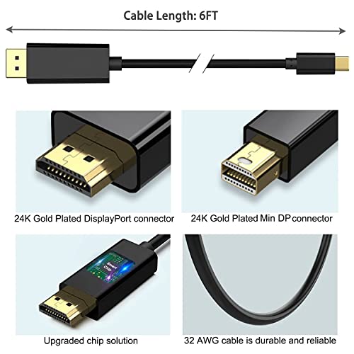 Ankky Mini DisplayPort na HDMI kabl,Mini DP na HDMI kabl 6FT,optimalno rešenje za čip za MacBook
