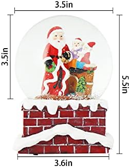 Božićni snježni globusi sa muzikom i pahuljicama Ples, vodeni stakleni snježni ukrasni ukrasi, Djed Mraz u dimnjaku