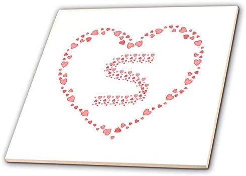 3drose Pink hearts dan zaljubljenih elegantan monogram. Curvy initial s-Tiles