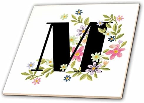 3drose 3drose Mahwish-Monogram-slika cvjetnog monograma M-Tiles