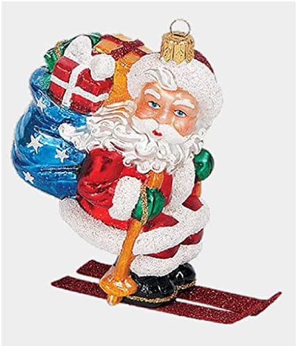 Skijanje Santa sa poklonima poljski Duvano staklo Božić ukras skijaš ukras