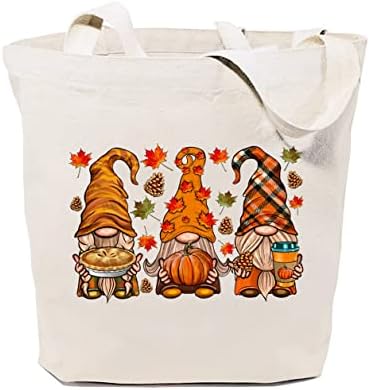 GXVUIS slatka jesen Gnomes Platnena torba za žene estetski jesenji listovi bundeva višekratna torba za