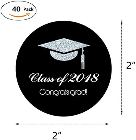 Magjuche 40-pack, 2 Srebrna klasa naljepnica za diplomiranje 2018. godine, čestitke Grad Tassel