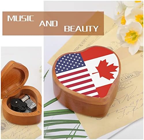 Kanada i američka zastava Drvena muzička kutija Windup Stren-u obliku tiskanih kutija za glazbene kutije za