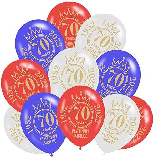 20PSC Ju Bilee ukrasi 2022 Velika Britanija 70 Platinum Ju Bilee Dekoracije Party Thread Latex baloni Crveni