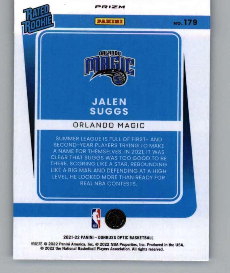 2021-22 Donruss optic plava brzina 179 Jalen Suggs ocijenjeni Rookies RC Rookie Orlando Magic NBA košarkaška