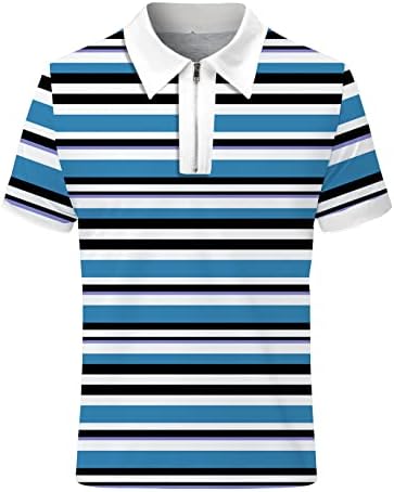 Muški kratki rukav polo majice Kontrastne boje prugasta 1/4 Zip Classic Golf teniska majica,