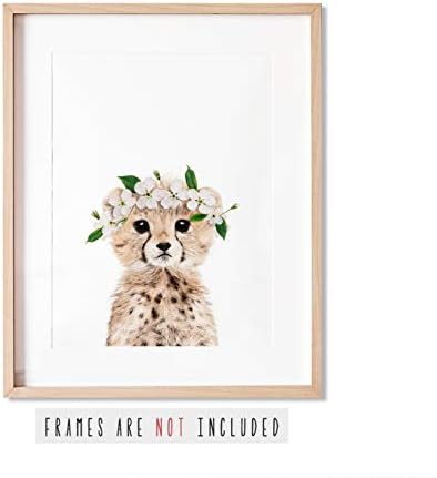 L'amour fou Safari baby Animal cvjetna kruna printovi 8x10 dekor za rasadnike, SET od 6 komada