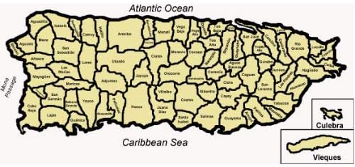 ConversationPrints Portoriko mapa grada sjajna slika postera fotografija baner PRINT država SAD pr