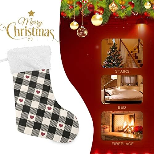 Alaza Božićne čarape Heart Gingham Classic Personalizirano Veliko ukrašavanje čarapa za obiteljski