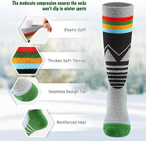 YOVOHARI dečije skijaške čarape 2 Parovi / 3 parovi toplo debeli OTC snežne čarape za dečake devojčice