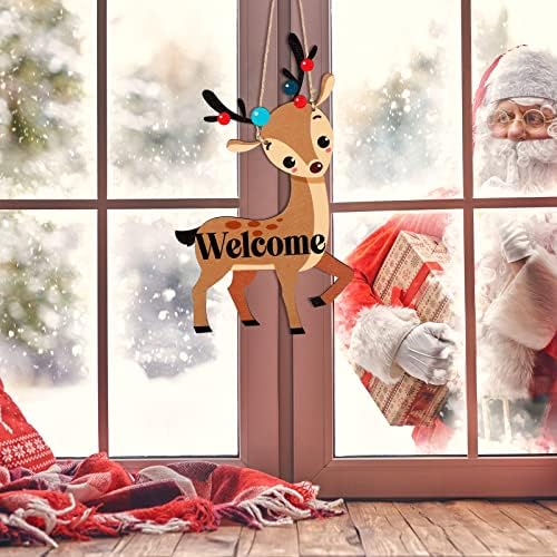 Tinlade božićni viseći Santa Claus Sign Elk Welcome drveni znak Santa Claus Elk Indoor vanjski dekor Božićne