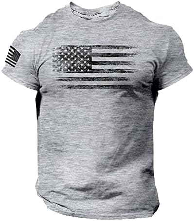 Majice za muške kratke rukave mišićne fitness vrhovi američke zastave Ispis teretane Bodybuilding Trening Sport