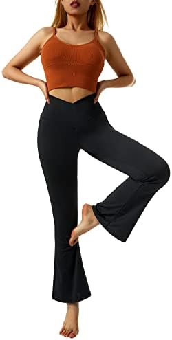 Yuemengxuan Wopcut Yoga Hlače Crossover High Squik Radovši za noge Need - Vidite kroz Trčevi temmske hlače
