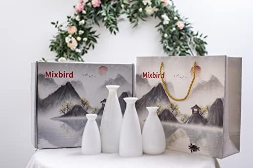 Mixbird White Glass Vase Set od 4, bijelih vaza za cvijeće, vaze za stol polica za kućni dekor,