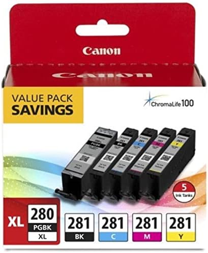 Canon PGI-280xl/CLI-281 5 paket boja kompatibilan sa Tr8520, TR7520, TS9120 serijom,Ts8120
