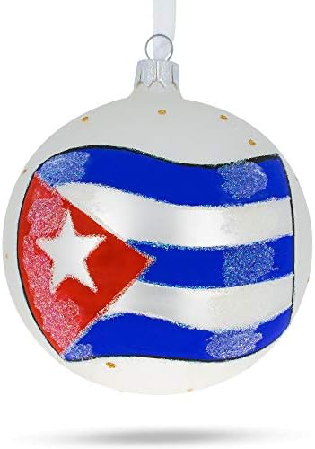 Zastava Kube Glass Ball Božić Ornament 4 inča