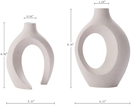DacOstic Hollow keramički vazni set od 2 za modernog domaćeg dekora, bijeli boho krafni vaze nordic