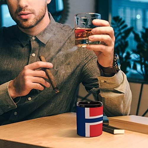 Zastava države Norveška okrugla Koža Cigaretes Ashtray TableTop ladica za pepela za pušače