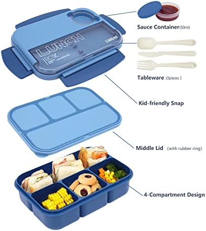 Luriseminger Bento kutija, Bento kutija za ručak,posuda za ručak od 1300 ml za djecu/odrasle, posuda za hranu