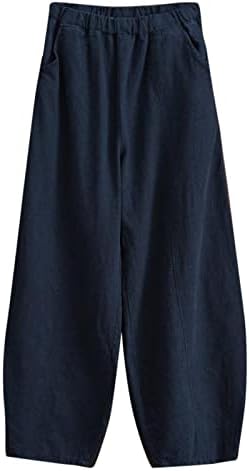 Miashui ženske tople pantalone Casual džepne elastične prozračne pantalone labave pamučne pantalone ženske pantalone
