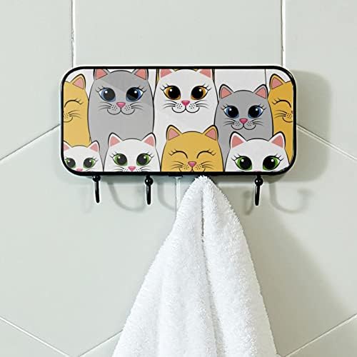 Lyetny ručnik držač zidna ručnik za ručnik kupatilo dekor ogrtač ogrtač Odjeća sive žute bijele mačke Smijani