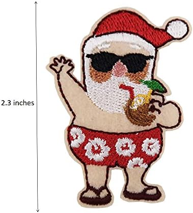 Božić u srpnju majica DIY, Xmas Applique Hawaiian Santa vezeno željezo na zakrpu