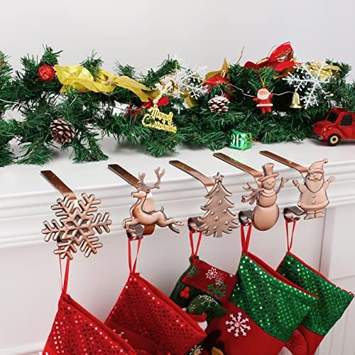 Božićni držač - set od 4 bronzane vješalice za snjegović santa snega božićne jelene božićne čarape kuke božićne