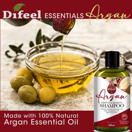 Difeel Essentials Deep Hranjiv Argan šampon 12 oz. - Šampon za suhu, oštećenu ili frizzirajuću kosu, sulfatni