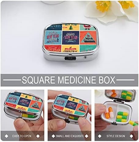 Kutija za pilule Merry Christmas Letters kutija za tablete kvadratnog oblika prenosiva kutija