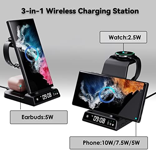 Aukvite za Samsung Wireless Charger, 3 u 1 bežična stanica za punjenje za Samsung S22 Ultra / Z Flip