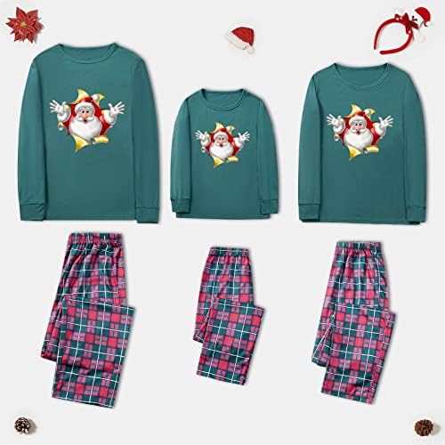 Porodični pidžami koji odgovaraju porodičnim pidžamim setovi za Božić Santa Print Top Božićni svjetli