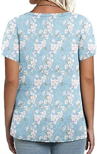 Ženski vrhovi za ljeto 2023. plus veličine casual kratkih latica tiskani s majicom V-izrez labav bluza