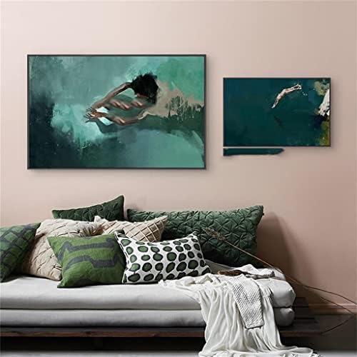QUESHENG plivanje Art Sažetak ručno rađeno ulje slika bez okvira plava Umjetnost platno zid dekor slika