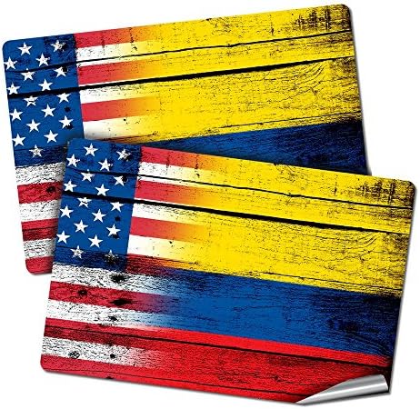 Dva 2 X3 naljepnice / naljepnice sa zastavama Kolumbije - Wood W USA zastava - Dugotrajna premium