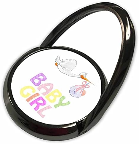 3Droza Stork muhe muhe sa bebom i riječima beba djevojka u pasteli. - Prstenje telefona